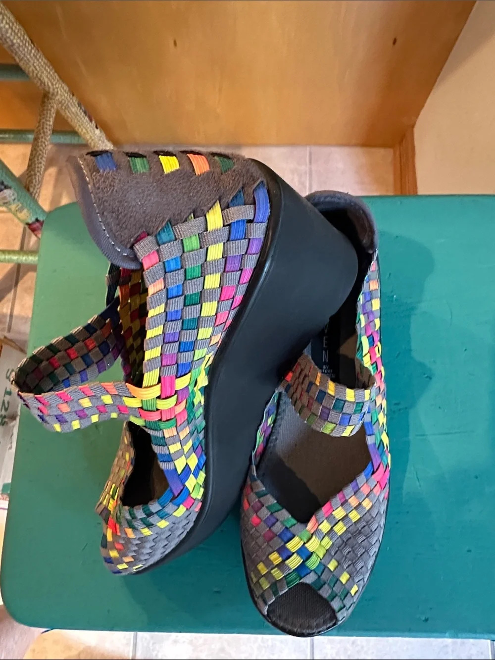 Steve Madden Multicolor Woven Platform Sandal